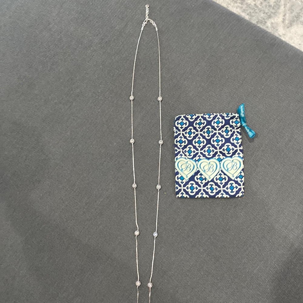 Brighton long silver necklace with crystals